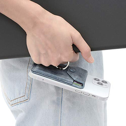 Self Adhesive Phone Card Wallet with Ring Stand Flip Cover, Denim Blue - color: Denim Blue