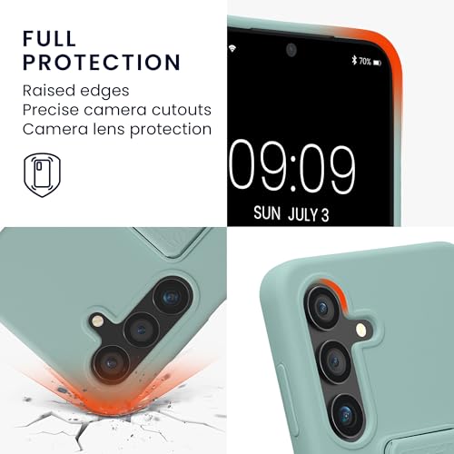 kwmobile Case for Samsung Galaxy S24 Case - Soft TPU Cover with Silicone Coating - with Hand Strap and Stand Function - Shockproof - Mint - color: mint, size: Galaxy S24