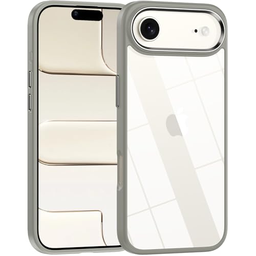 for iPhone 17 Air case,Crystal Clear Hard PC Back +Soft TPU Frame Shockproof Military-Drop Protection,Classic Hybrid Case for iPhone 17 Air-6.5"(Titanium Gray) - color: Titanium Gray, size: For iphone 17 Air-6.5"