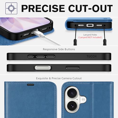 TUCCH Wallet Case for iPhone 17 (6.3") 2025, Flip Stand, Light Blue | RFID Blocking, 4 Card Holders, Kickstand, PU Leather, Shockproof TPU Shell, Magnetic Closure, Protective Folio Cover - color: Light Blue