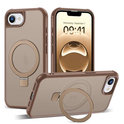 SKYLMW Compatible with iPhone 16e/17e Case with Stand,Desert Brown | iPhone 16e Case iPhone 17e Case 6.1",Magnetic Ring Stand,Compatible with MagSafe,Military-Grade Protection,Great Grip Feeling - color: Desert Brown, size: Iphone 16e & Iphone 17e