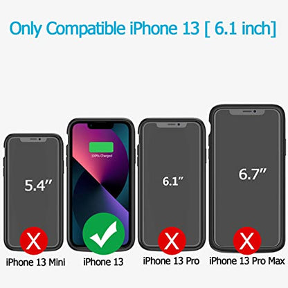 Battery Case for iPhone 13, Enhanced 7000mAh Ultra Thin Portable Protective Smart Charging Case Support Carplay Compatible with iPhone 13 (6.1 inch) Rechargeable Extended Battery Charger Case (Black) - size: iPhone 13-7000mAh