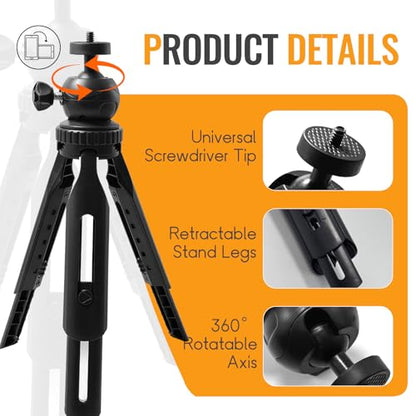 Extendable Mini Camera Tripod, Portable Selfie Stick Handle Grip Desktop Webcam Tripod with 1/4" Screw for DSLR Camera Webcam Phone Holder Selfie Stick Vlog Tripod (Retractable)