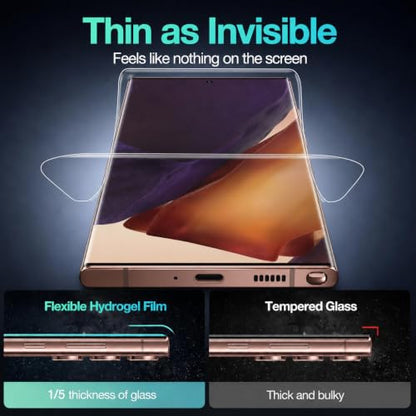 JZG 2 Pack Screen Protectors for Samsung Galaxy Note 20 Ultra with 2 Pack Camera Lens Protectors, Flexible Film, Ultrasonic Fingerprint Compatible, Full Coverage, No Edge Lifting