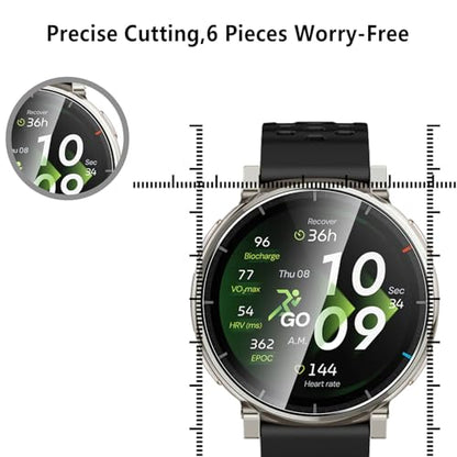 6-Pack Tempered Glass for Amazfit Active 3 Premium Watch Screen Protector, 9H HD Clear Anti-Scratch Tempered Glass Protection Film for Amazfit Active 3 Premium, Bubble Free Anti Scratch - size: Amazfit Active 3 Premium