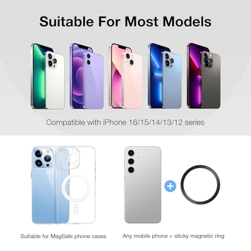Magnetic Silicone Phone Grip | Super Strong Magnetic Design, 360° Rotation, Comfortable Grip, Compatible with iPhone 16/15/14/13/12 Series, Perfect for Selfies and Watching Videos (Dark Green) - color: Dark Green