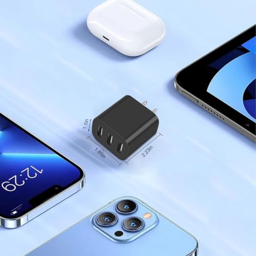3 USB A Ports Charger Block,YTFCYIKBG Cell Phone wall Chargers,USB Cube - color: black