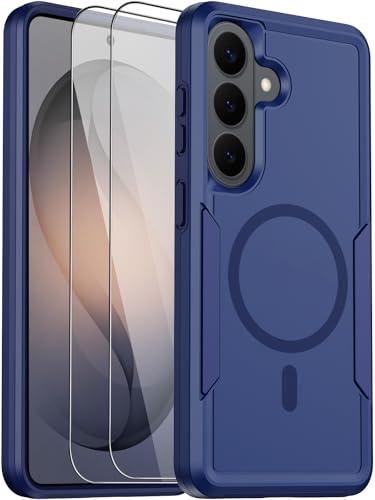 for Samsung Galaxy S26+ Plus Case with Screen Protector, S26 Plus Phone Case [Fit for MagSafe], Dual-Layer Heavy Duty Shockproof Magnetic Military Grade Protection Bumper Cover 6.7” (Blue)