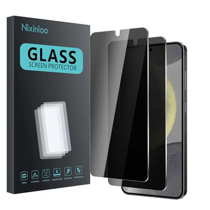 2 Pack Privacy Screen Protector for Samsung Galaxy S24 5G/S25 5G, Anti Spy Tempered Glass 9H Hardness, Black Protector Anti Spy, Bubble Free, Anti-Scratch - size: Galaxy S24 FK2