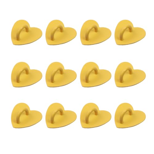 12Pcs Phone Charm Hook Adhesive (Heart Shaped, Yellow) - color: Yellow