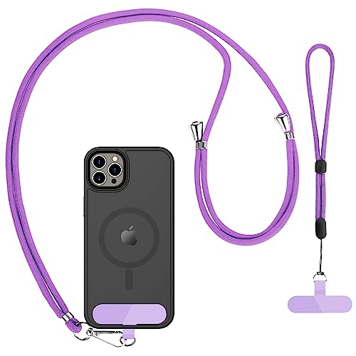 CACOE Phone Lanyard, Dark Purple, 2 Pcs - color: Dark Purple, size: 30"（Neck Strap×1）+8"（Wrist Strap×1）