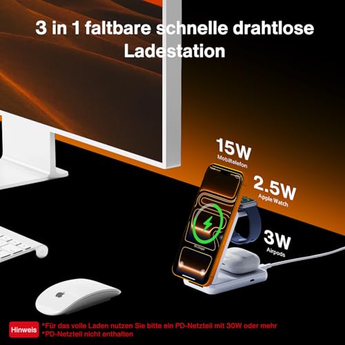 iVANKY 3 in 1 Foldable Magnetic Wireless Charging Station(No Adapter)