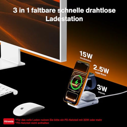 iVANKY 3 in 1 Foldable Magnetic Wireless Charging Station(No Adapter)