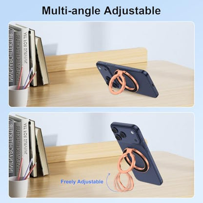 Magnetic Phone Grip Holder with MagSafe Ring Removable Kickstand,Magnetic Car Mount Mag Safe Accessory,Double Adjustable Gym Finger Ring Grip for iPhone 17e 17 Pro Max 17 Air 16E 16 Pro Max 16 15 Plus