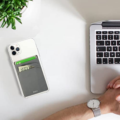 RFID Blocking Phone Card Wallet - Double Secure Pocket - Ultra-Slim Self Adhesive Credit Card Holder Card Sleeves Phone Wallet Sticker All Smartphones(Gray)-2PC - color: Gray