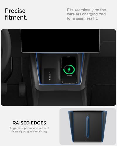 Spigen Wireless Charging Pad Cover for Tesla Model Y Juniper/YL - Black - color: Black
