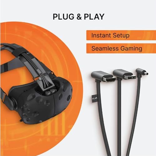 Skywin 3 in 1 Flat HTC Vive Compatible Cable - 5 Meters / 16 Feet - Black - size: 5 Meter, style: Flat