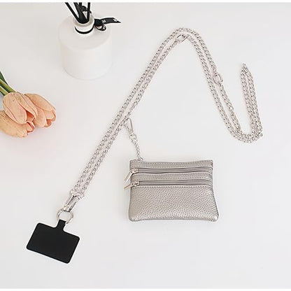 Clip and Go Strap for Phone with Wallet Crossbody - color: Sliver
