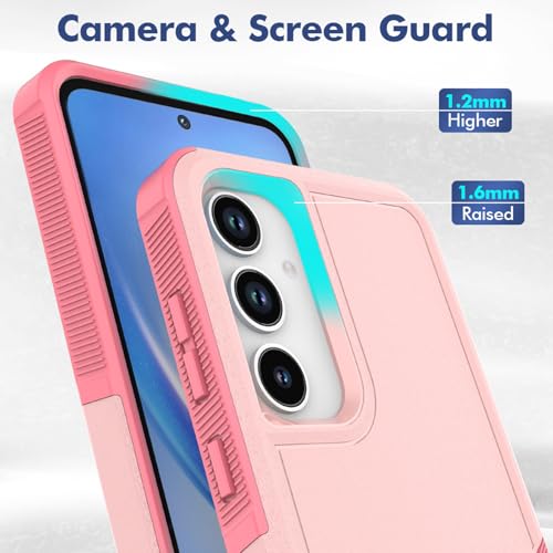 for Samsung Galaxy A35 5G Case: Dual Layer Protective Heavy Duty Cell Phone Cover Shockproof Rugged with Screen Protector - Military Protection Bumper Tough - Samsung Galaxy A35 5G 2024, Pink - color: Pink (PC) + Pink (TPU)