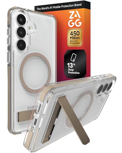 ZAGG Santa Cruz Snap Samsung Galaxy S26+ Case with Kickstand - Titanium Gray, Magnetic Crystal Clear Protective Phone Cover, 13ft Drop Protection, Graphene Reinforced, Slim Case with Stand - color: Titanium Gray, size: Samsung Galaxy S26 Plus