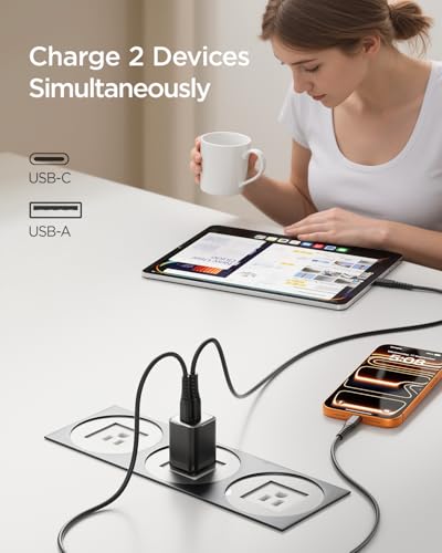 wegear 30W Fast Charger, Dual Port USB C Wall Charger with Foldable Plug - color: Black, size: 2 Packs