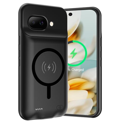 Battery Case for Google Pixel 9A, Upgraded 10000mAh Rechargeable Portable Charging Case with Wireless Charging Compatible for Google Pixel 9A (6.3 inch) Extended Battery Pack Charger Cover (Black) - size: Google Pixel 9A