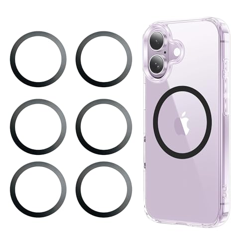 Universal Metal Rings Compatible with Magnetic Sticker,Magnetic Ring for Phone Cases & Wireless Charging (6 Black) - color: 6 Matte Black, size: 0.4mm-O