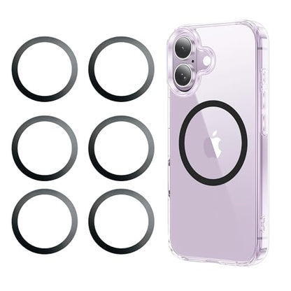 Universal Metal Rings Compatible with Magnetic Sticker,Magnetic Ring for Phone Cases & Wireless Charging (6 Black) - color: 6 Matte Black, size: 0.4mm-O