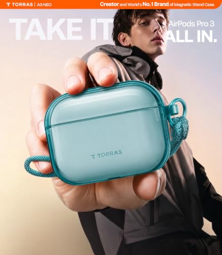 TORRAS A3 Neo for AirPods Pro 3 Case with Lanyard, 3rd Gen, Glacier Sprint - color: Glacier Sprint