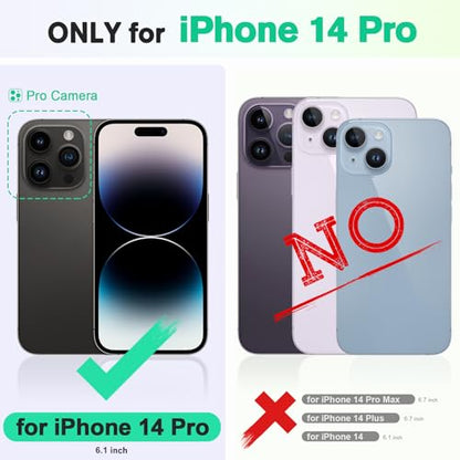 TUCCH Wallet Case for iPhone 14 Pro (6.1"), 4 Card Holders, Midnight Green | RFID Blocking, Viewing Stand, Shockproof TPU Shell, PU Leather, Magnetic Closure, Protective Folio Flip Cover - color: Midnight Green