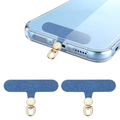 uxcell Rotating Phone Lanyard Tab Ultra-Thin No-Adhesive Phone Tether Patch - color: Gold Dial, Blue Patch