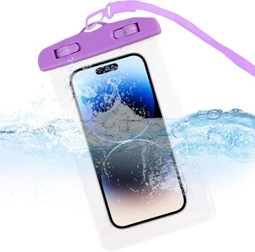 Phone Waterproof Pouch Touchscreen Compatible Cycling Smartphone Bag for Beach Cruise Vacation Swimming Kayaking Diving Travel Purple - color: Purple