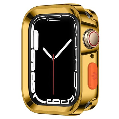 Amizee Rugged Case Compatible with Apple Watch Case Series 9/8/7 41mm SE 3/2/1 Series 6/5/4 40mm, Soft TPU Shockproof Bumper Drop Proof Protective Cover Compatible with iWatch - Plating Gold - color: Plating Gold, size: 40mm/41mm