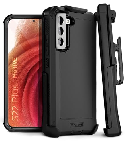 MOTIVE Heavy Duty Case for Samsung Galaxy s22 Plus, Belt Clip | 6.6" | Bunker Series, Military Grade Multi-Layer Protection, PC/TPU Build, Sealed Port Cover, 20 ft Drop tested - size: S22 Plus