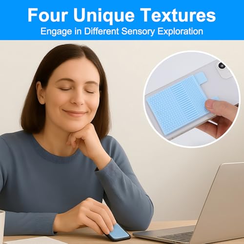 Textured Phone Wallet Stick On, 5 Pack Sensory Card Holder for Back of Phone Case, Stress Relief for Anxiety Autism ADHD, Silicone Adhesive Pocket for Cards Cash, Fidget Toys for Work, School, Travel
