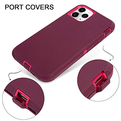Sansunto for iPhone 13 Pro Case, Durable Phone Case for Women, Heavy Duty [Shockproof] [Dropproof] [Dustproof] Protective Phone Cases for iPhone 13 Pro in 6.1 Inch (Burgundy/Peach) - color: Burgundy/Peach