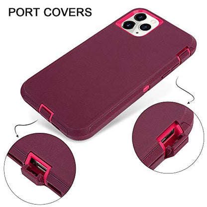 Sansunto for iPhone 13 Pro Case, Durable Phone Case for Women, Heavy Duty [Shockproof] [Dropproof] [Dustproof] Protective Phone Cases for iPhone 13 Pro in 6.1 Inch (Burgundy/Peach) - color: Burgundy/Peach