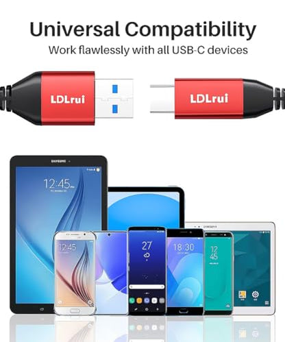 LDLrui USB C Data Cable 10Gbps, 6ft, 2-Pack, Red, Braided - size: 6ft