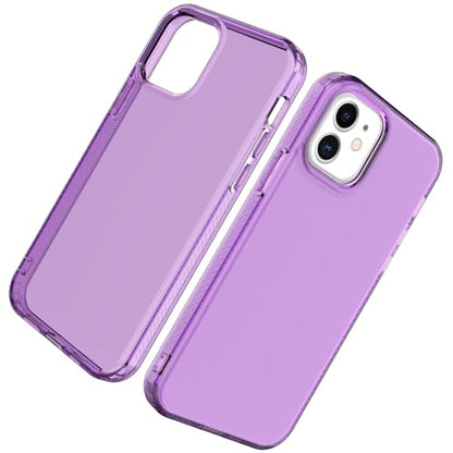 Phone Case for iPhone 12 Clear, [Crystal Clear][Non-Yellowing] Slim Shockproof Reinforced Drop Protective Flexible TPU Back Cover Phone Case for iPhone 12 Protective Case(Purple) - color: Purple