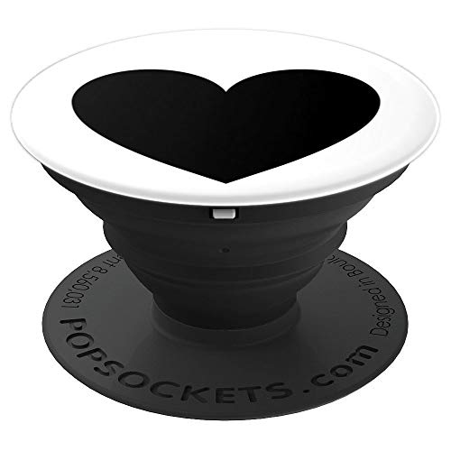 LUMOMIX - Accessories PopSocket PopGrip: Heart Black Grip - Swappable Top, Expandable Stand, Wireless Charging Compatible - Black - iPhone 11