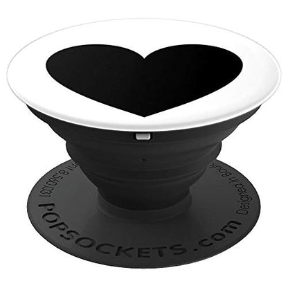 LUMOMIX - Accessories PopSocket PopGrip: Heart Black Grip - Swappable Top, Expandable Stand, Wireless Charging Compatible - Black - iPhone 11