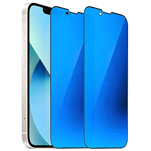 2 Pack Anti-Blue Privacy Tempered Glass for iPhone 13/13 Pro/iPhone 14 / iPhone 17e/ 16e Anti-Spy Screen Protector Film Electroplated 6.1 inch Blue - size: For iPhone 17e/16e/13 Pro/ 13 /14