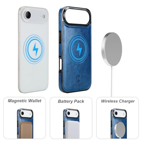 Bocasal for MagSafe Wallet Case Card Holder for iPhone 17 Air, Blue - color: Blue for MagSafe
