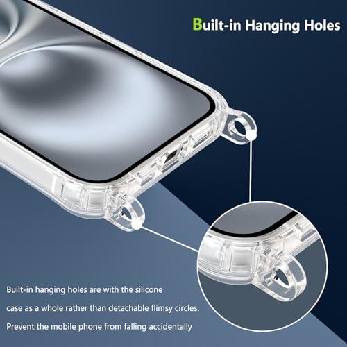 Magnetic Case for iPhone 16 6.1" Clear Crossbody Case with Adjustable Shoulder Neck Lanyard Strap,Compatible with Magsafe,Soft Slim Bumper Shockproof Protective Phone Cover-Black - color: Black, size: iPhone 16