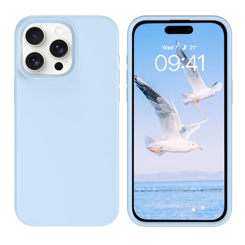 GUAGUA Compatible with iPhone 15 Pro Max Case 6.7 Inch Liquid Silicone Soft Gel Rubber Slim Microfiber Lining Cushion Texture Cover Shockproof Protective Case for iPhone 15 Pro Max, Light Blue - color: Light Blue, size: iPhone 15 Pro Max