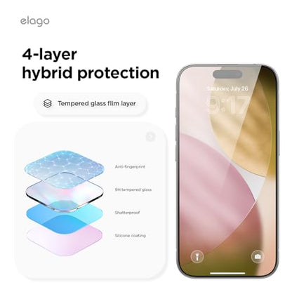 elago Tempered Glass Screen Protector for iPhone 17 Clear | Case Friendly, 9H Surface Hardness, Anti-Fingerprint, Shatter-Proof, Scratch Protection, Bubble-Free - size: iPhone 17