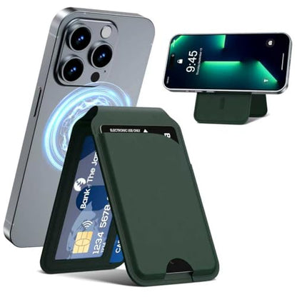 Magnetic Wallet for iPhone, Magnetic Phone Wallet for iPhone 17/16/15/14/13/12 Series with ID Window, RFID Blocking (Green) - color: green