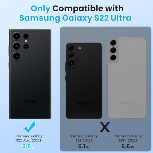 for Samsung Galaxy S22 Ultra Case with 2 PCS HD Screen Protector, Military Grade Protection Metal 360 ° Rotating Ring Kickstand Slide Camera Cover, Shockproof for Galaxy S22 Ultra Case, Gray | 2 PCS HD Screen Protector, Magnetic Metal 360 ° Rotating Kicks