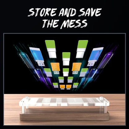 29 Slot Wooden Memory Card Case and USB Drive Organizer with Screwdriver and SIM Card Ejector - F02MY - color: pure walnut wood + transparent acrylic