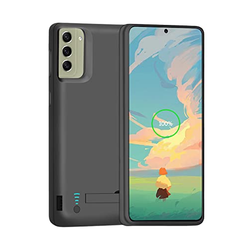 Battery Case for Samsung Galaxy S21 FE 5G, 5000mAh Rechargeable Extended Battery Charging Charger Case, Add 100% Extra Juice (6.4 Inches) Black